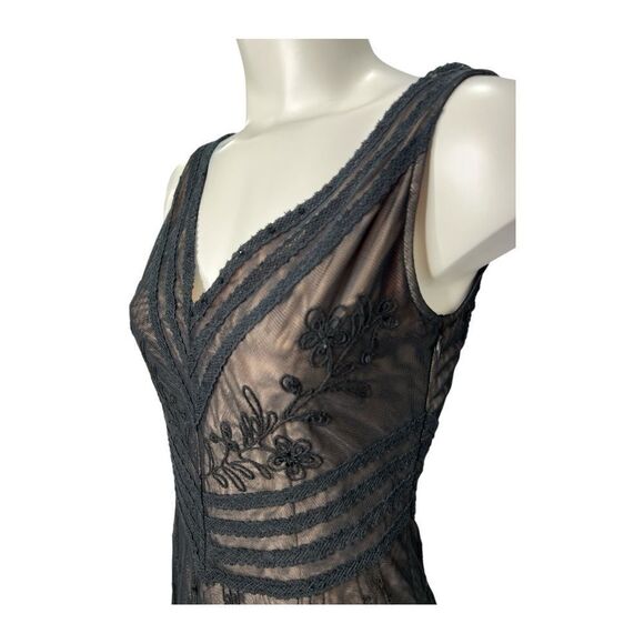 BCBG Maxazria Black Lace Sleeveless Dress Sz 2 Retro 1920’s, Gatsby - Picture 2 of 9
